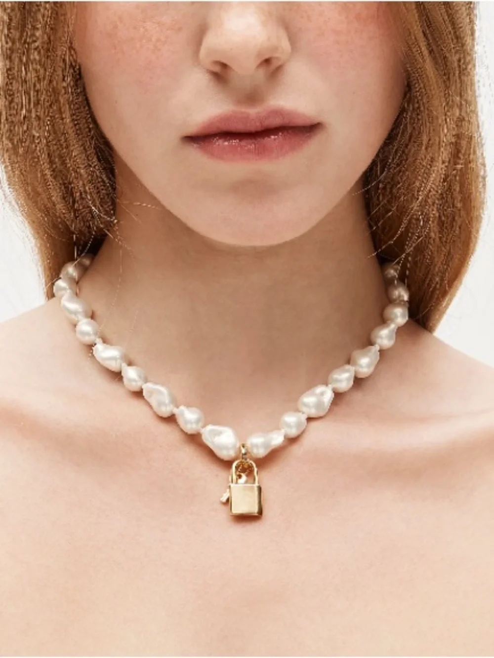 J.Crew Baroque pearl necklace with key pendant CQ982